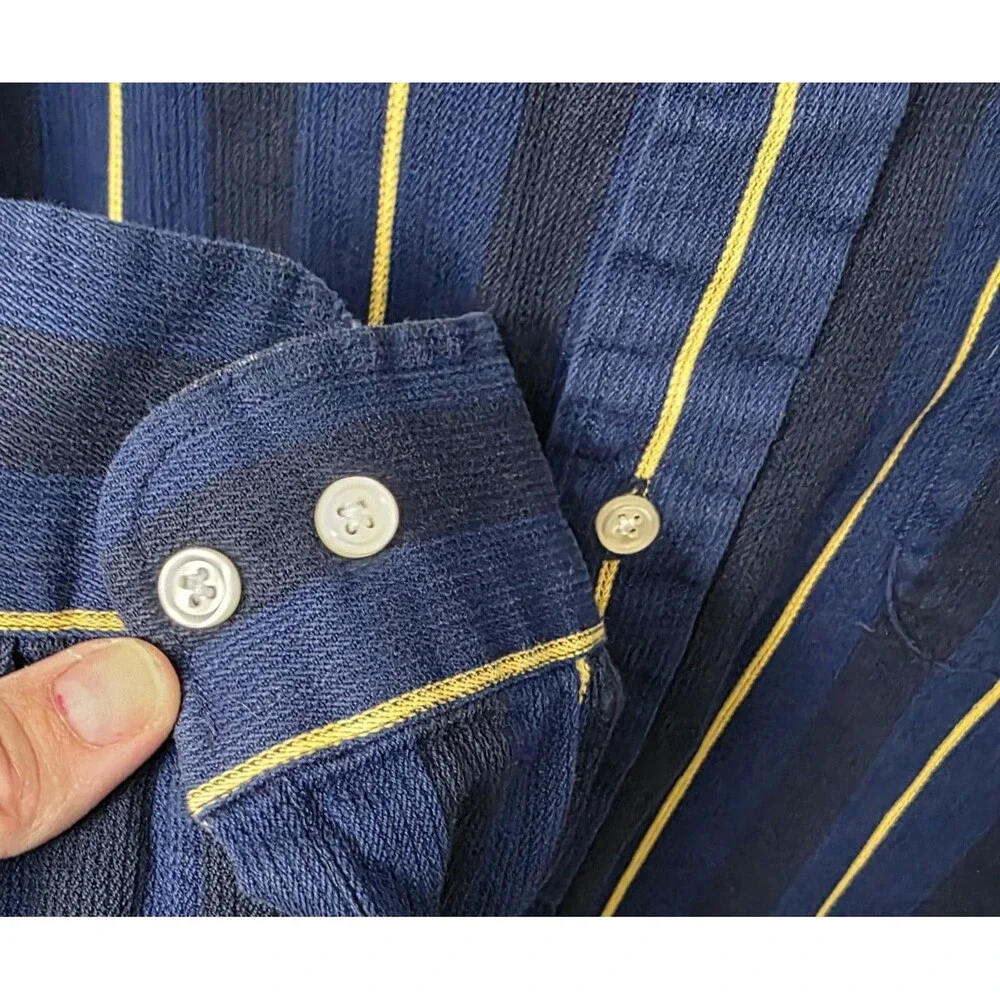 Tommy Hilfiger Striped Mens XL Button Down Shirt Blue Yellow Long Sleeve Classic - Picture 2 of 13